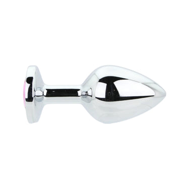 Close-up view of the Luxury Toosh Metal Butt Plug with Pink Stone, highlighting the beautiful jewel-encrusted base.